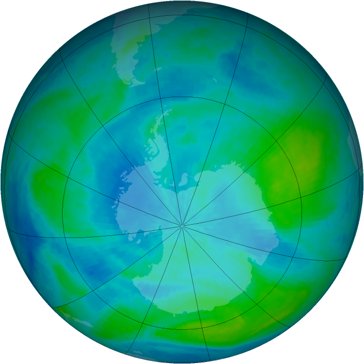 Antarctic ozone map for 16 February 2004